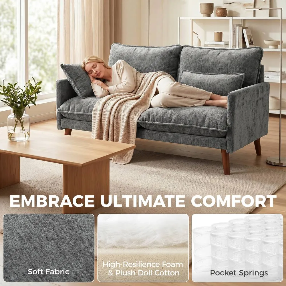 HOMCOM 2 Seater Sofa, Modern Loveseat with Spring Cushions, Wide Seat, Grey 4