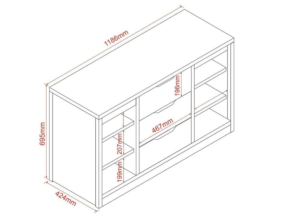 Flair Charlie Drawer Unit with Shelves & 3 Drawers in Grey 5