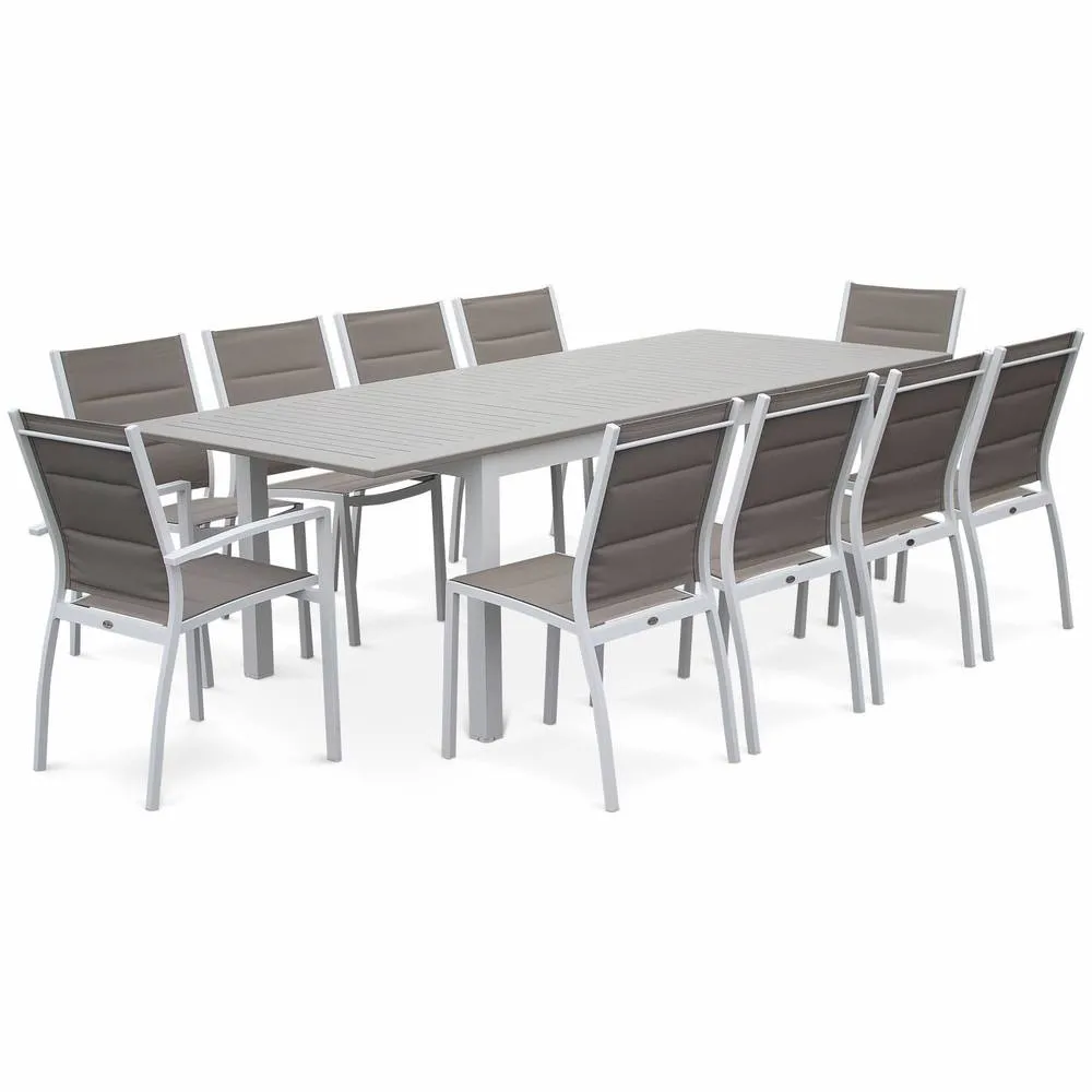 sweeek 8-seater extendable aluminium garden table set with chairs in White 4