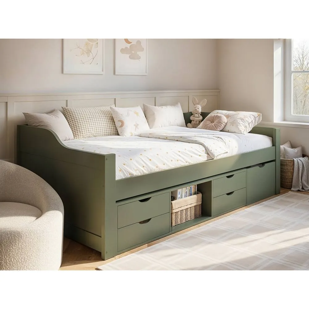 Flair Blair Low Sleeper Bed with Storage in Green