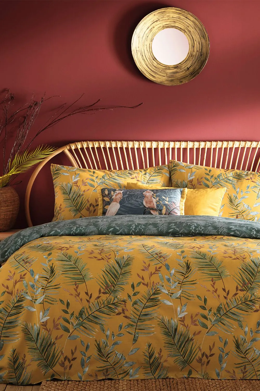 Furn Mazari Exotic Jungle Duvet Cover Set in Mustard