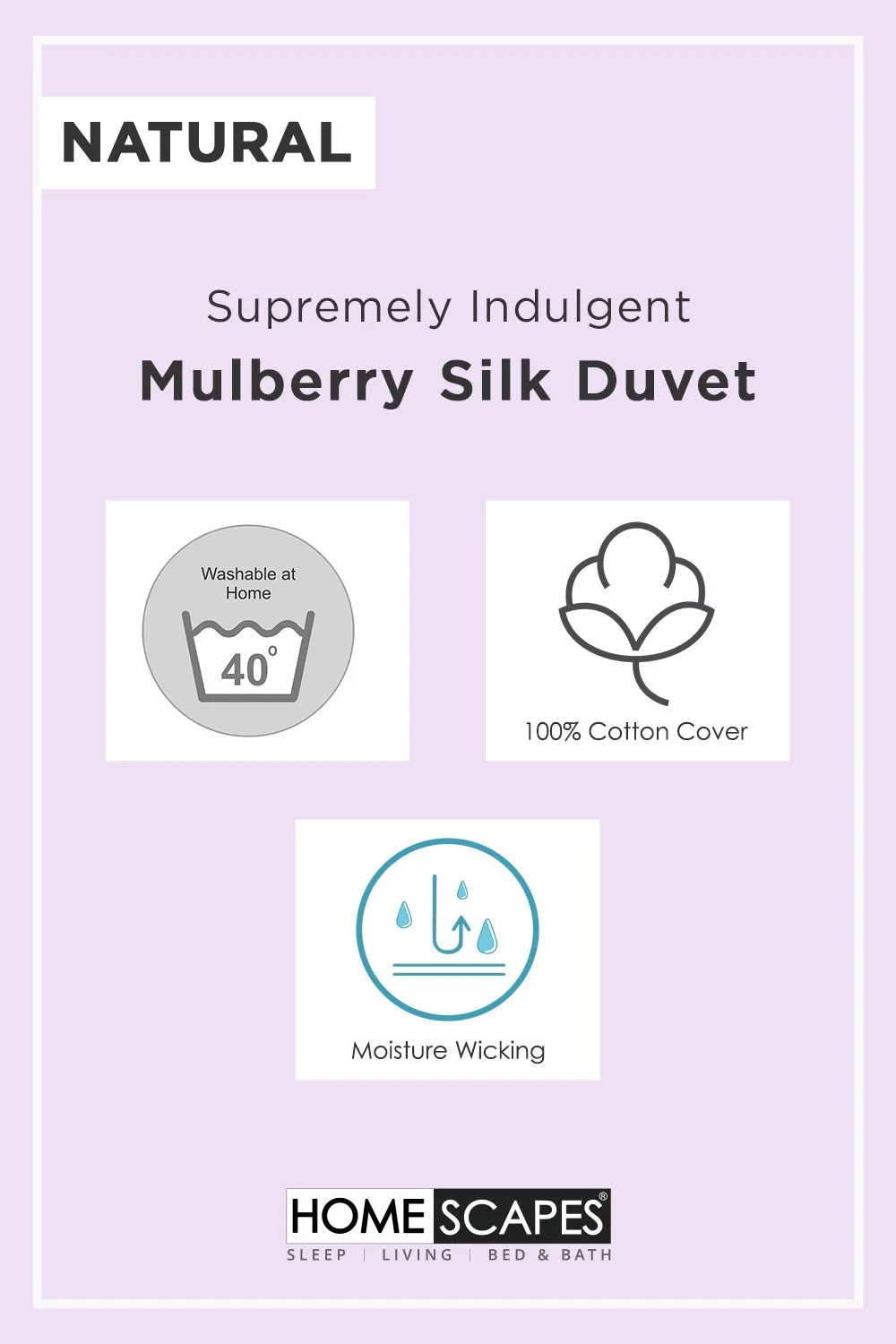 Homescapes Indulgent Pure Mulberry Silk Blend 4.5 Tog Spring/Summer Duvet in White 6