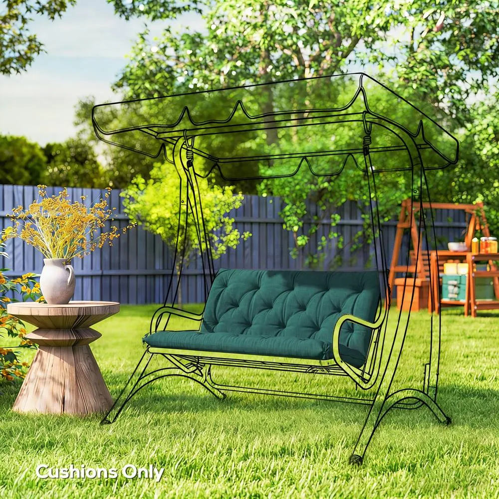 OUTSUNNY 2 Seater Garden Bench Cushion Outdoor Seat Pad with Ties in Green