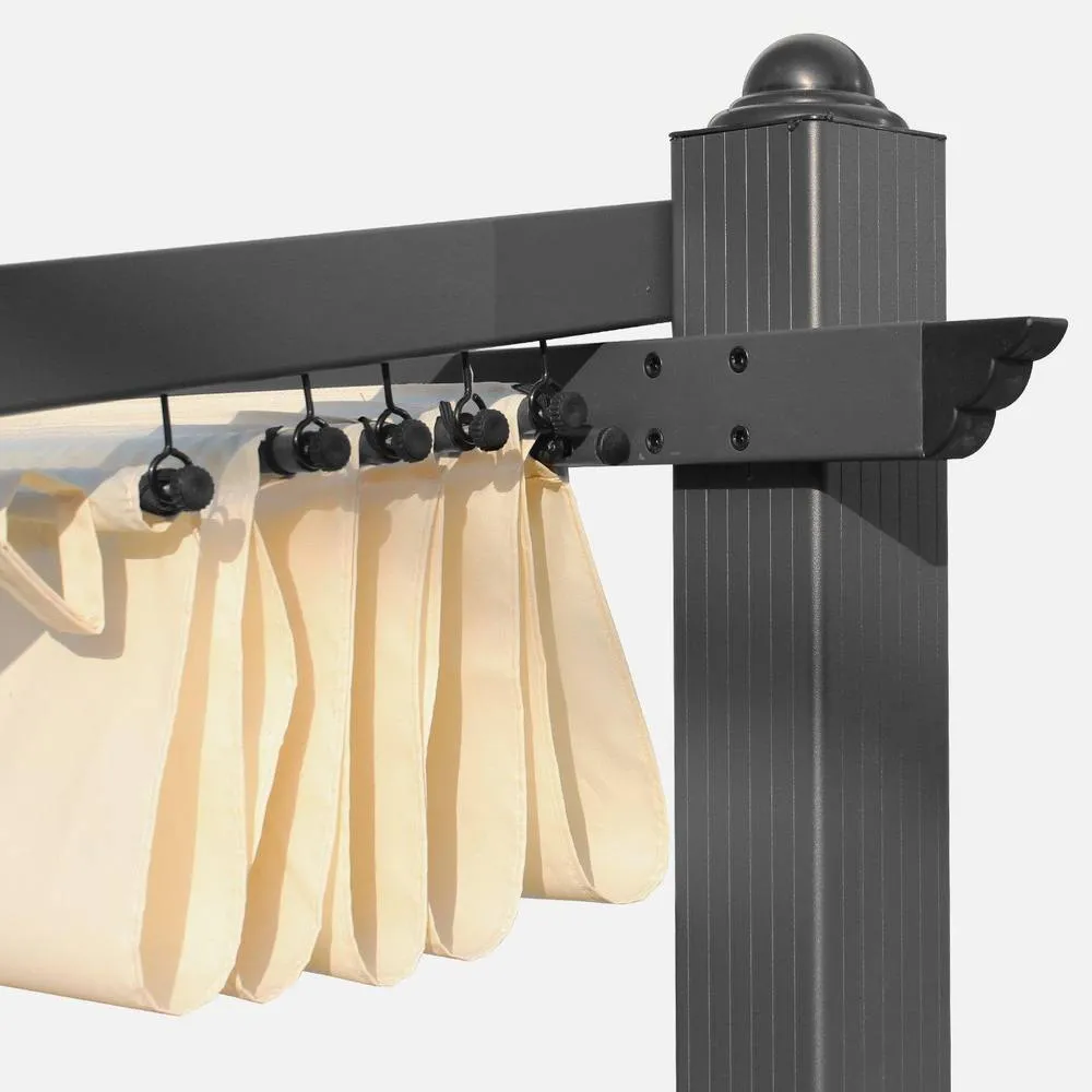sweeek 3x4m Outdoor Retractable Aluminium Pergola With Canopy in White 3