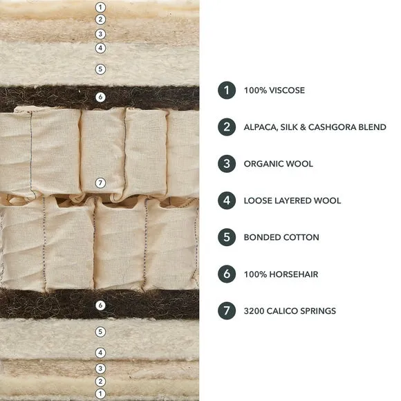 Dorma Natural Ultimate 3200 Pocket Calico Spring Alpaca & Horsehair Mattress 6