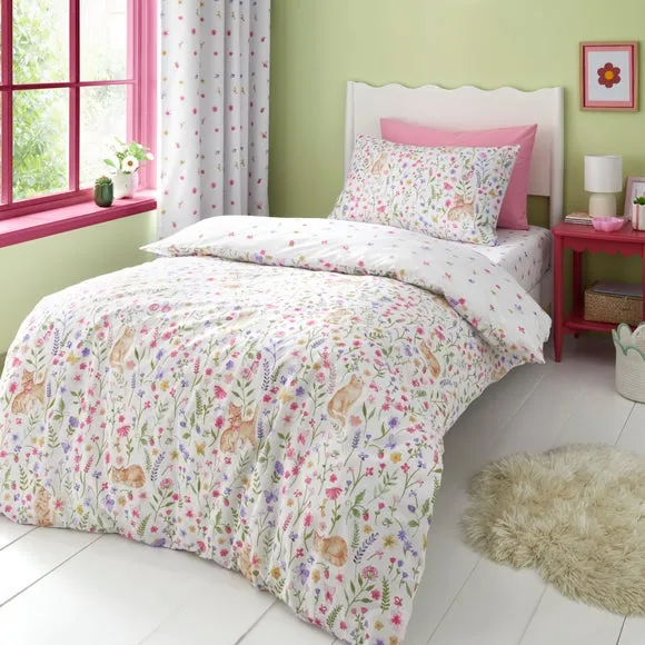 Floral Kitty Cats Quilt Cover & Pillowcase Set