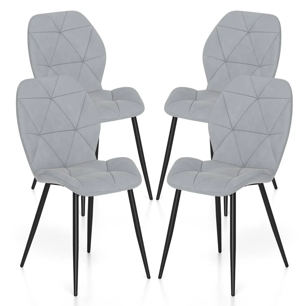 Costway Upholstered Dining Chair Set of 4 Modern Kitchen Chair-Grey in Grey 2