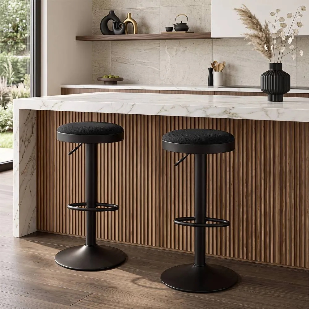 Costway Backless Counter Height Chairs Swivel Island Chairs Padded Seat in Black 3