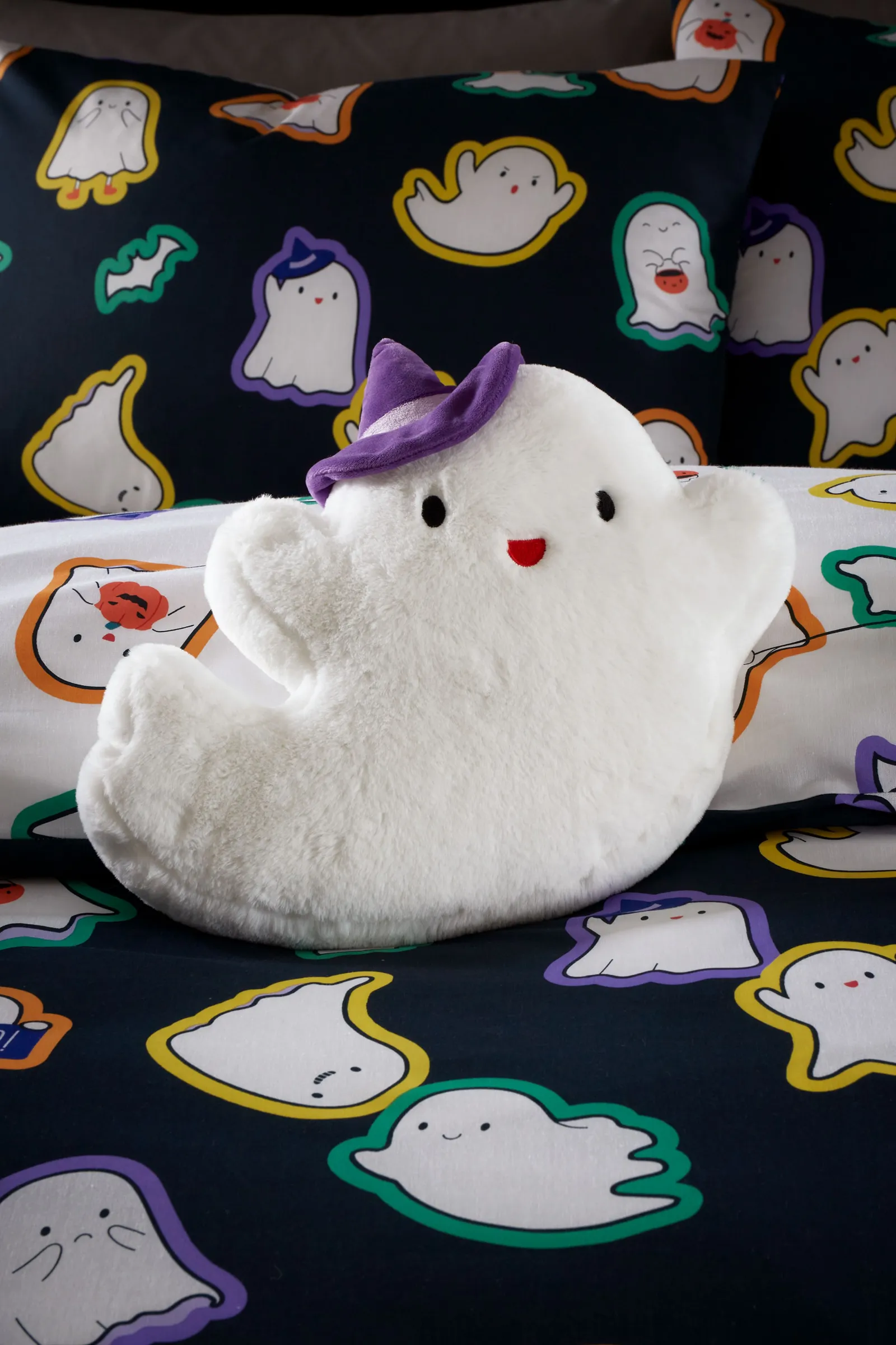 Catherine Lansfield 'Halloween Ghosts' 3D Shaped Cushion in White