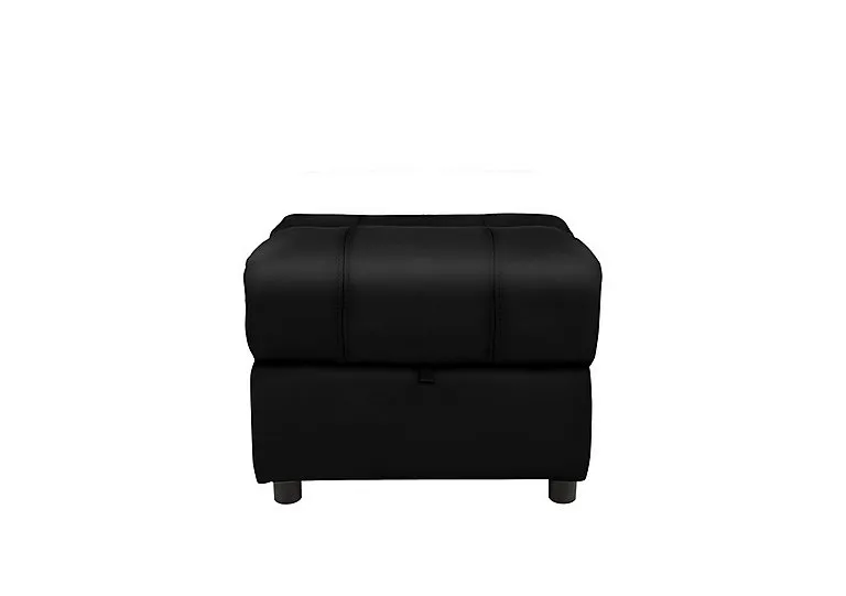 Moreno NC Leather Storage Footstool - Black - Living Room Furniture - In Time for Christmas