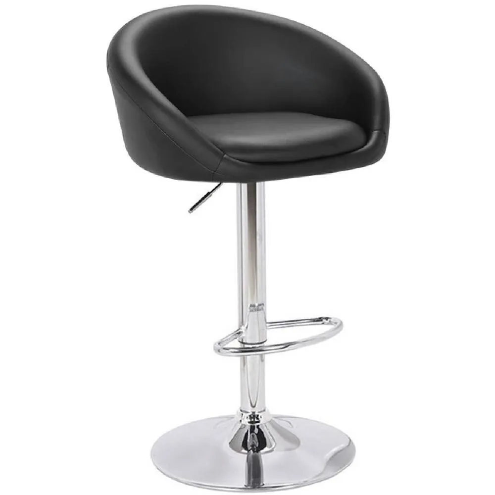 netfurniture Prima Padded Bar Stool - Faux Leather Tub Style Seat Height Adjustable in Black