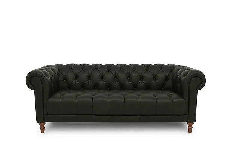 Columbus Leather 3 Seater Sofa with Wooden Feet