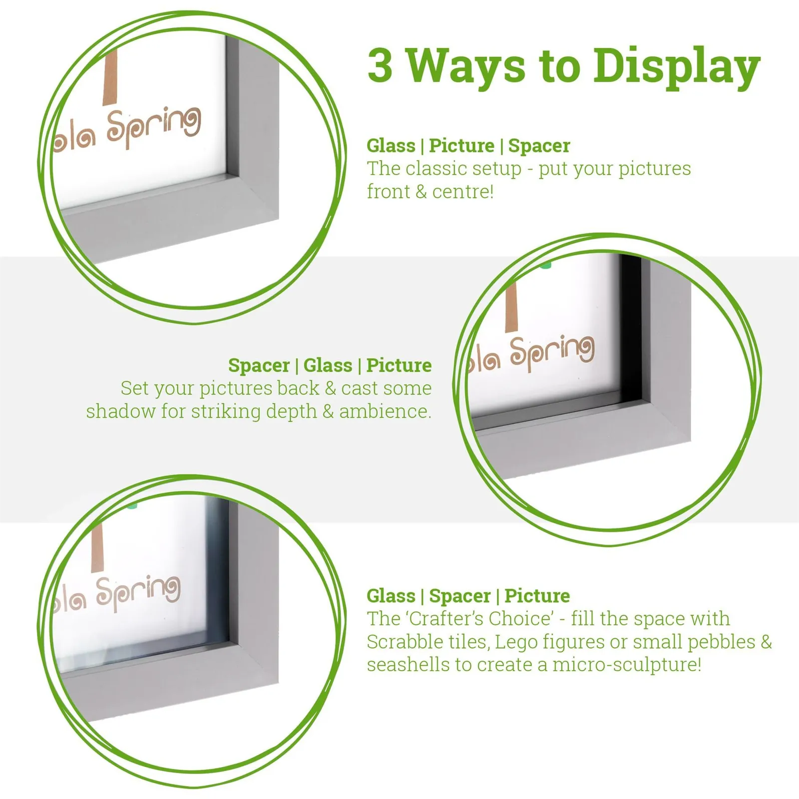Nicola Spring 3D Deep Box Photo Frames - 5 x 7" - Pack of 2 in White 3