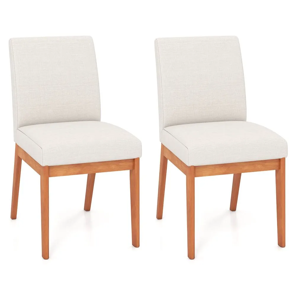 Costway 2PCS Modern Kitchen Dining Chair Upholstered Armless Accent Chair in Beige