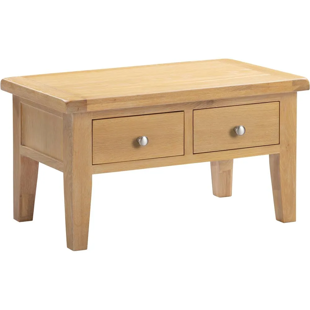 Seconique Windsor 2 Drawer Coffee Table (Fully Assembled) in Light Oak 5