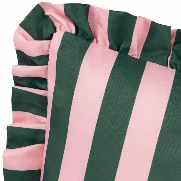 Palm Royal Stripe Ruffle Outdoor Square Cushion 4