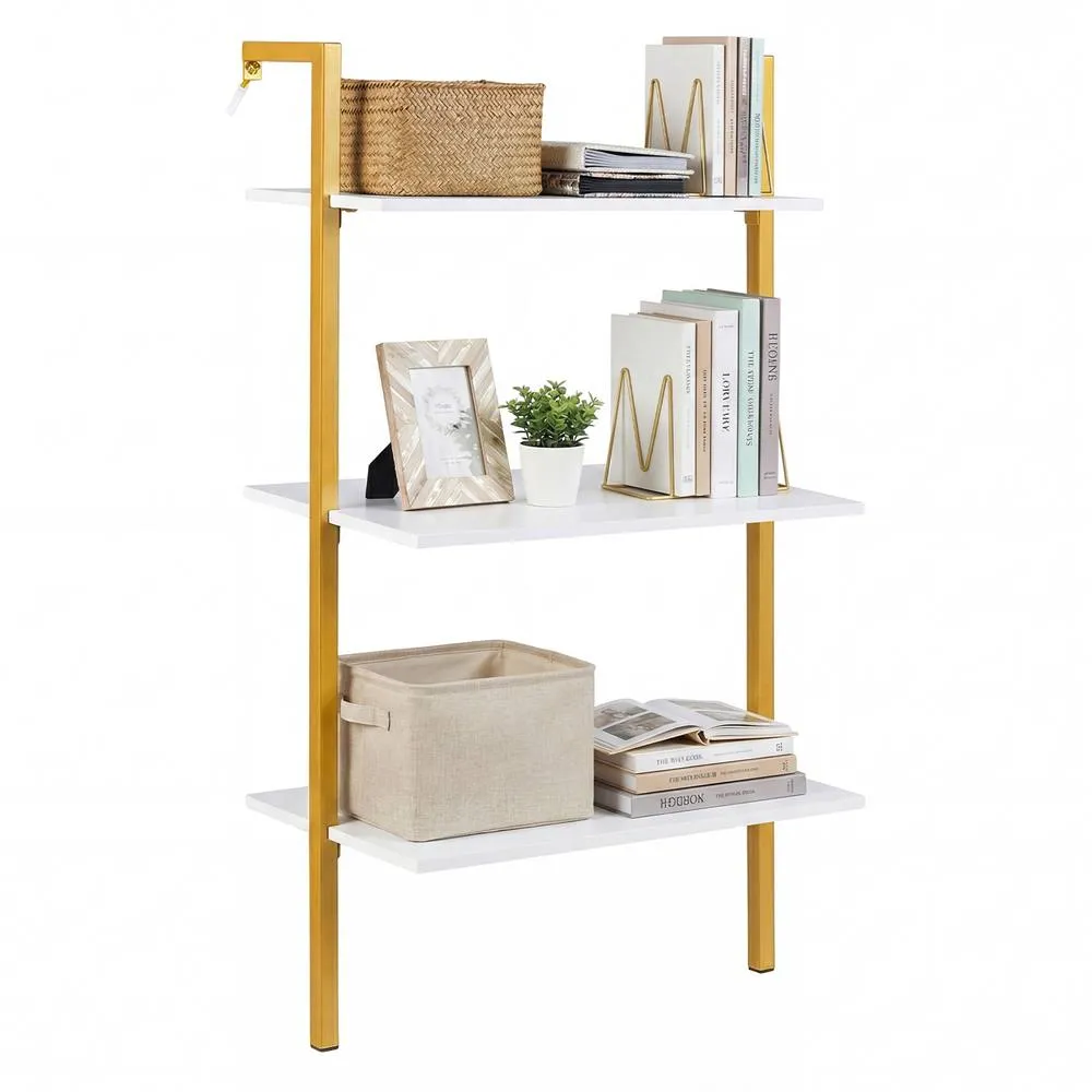 Costway 3-Tier Industrial Wall Mounted Bookshelf Wooden Floating Shelving Unit in White 3
