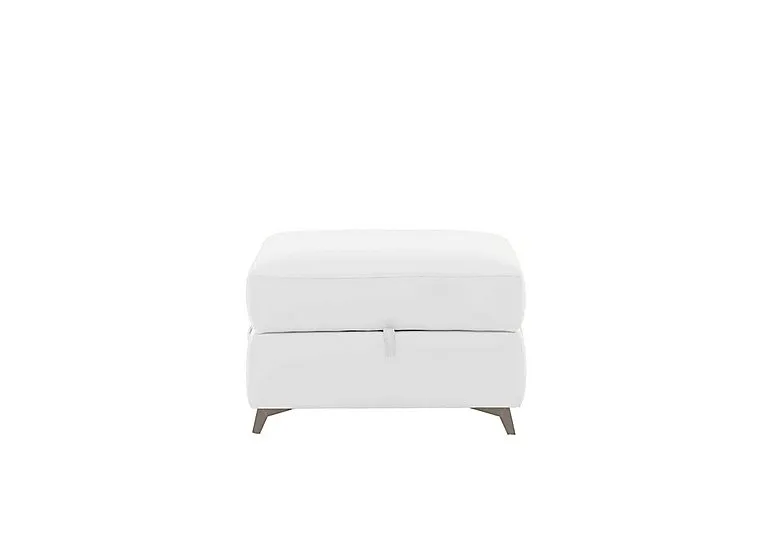 Missouri Leather Storage Footstool - BV Star White