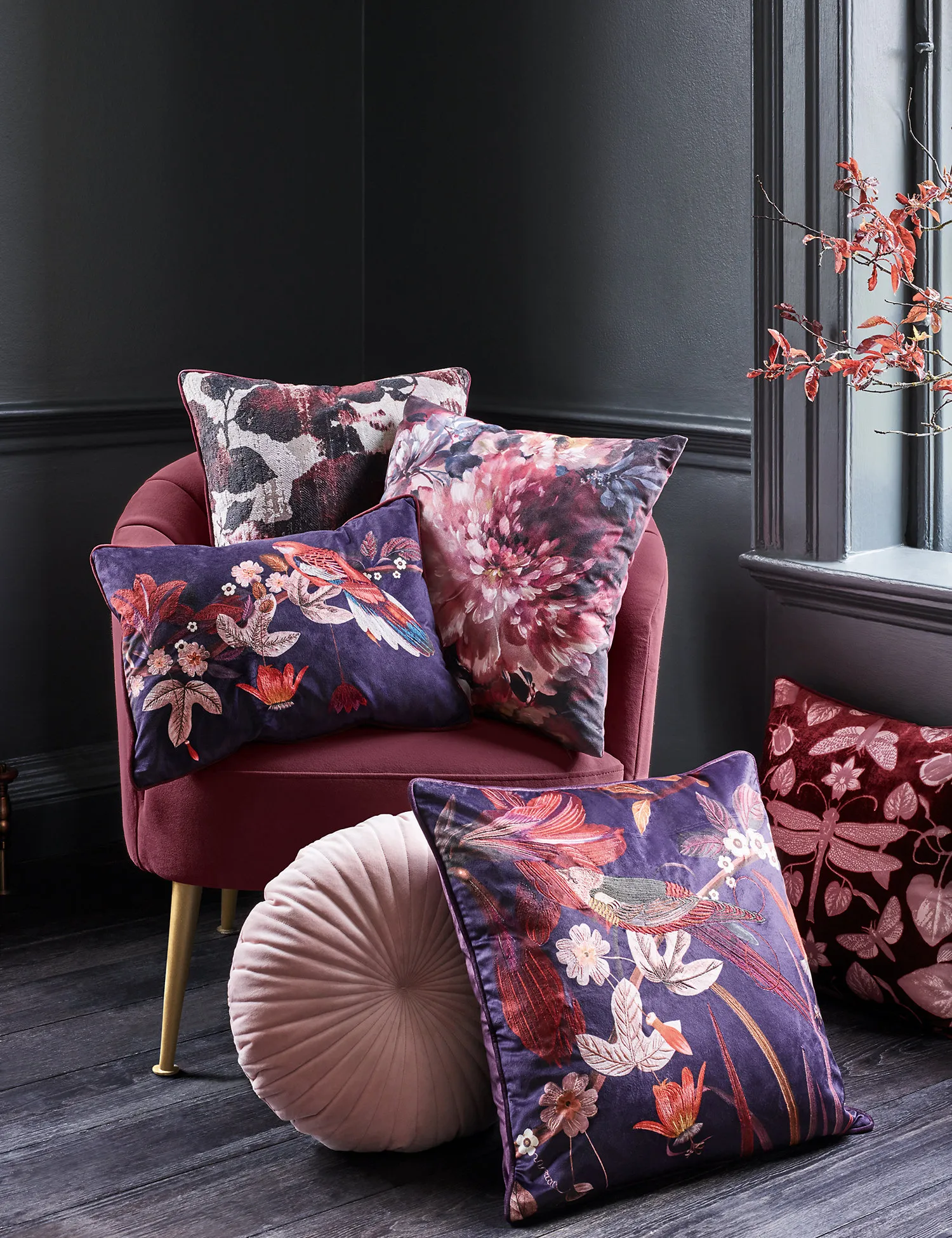 M&S Bird Embroidered Cushion