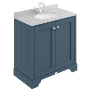 Bayswater Victrion Stiffkey Blue Traditional Freestanding Vanity Unit & Grey Marble Top Basin - 800mm