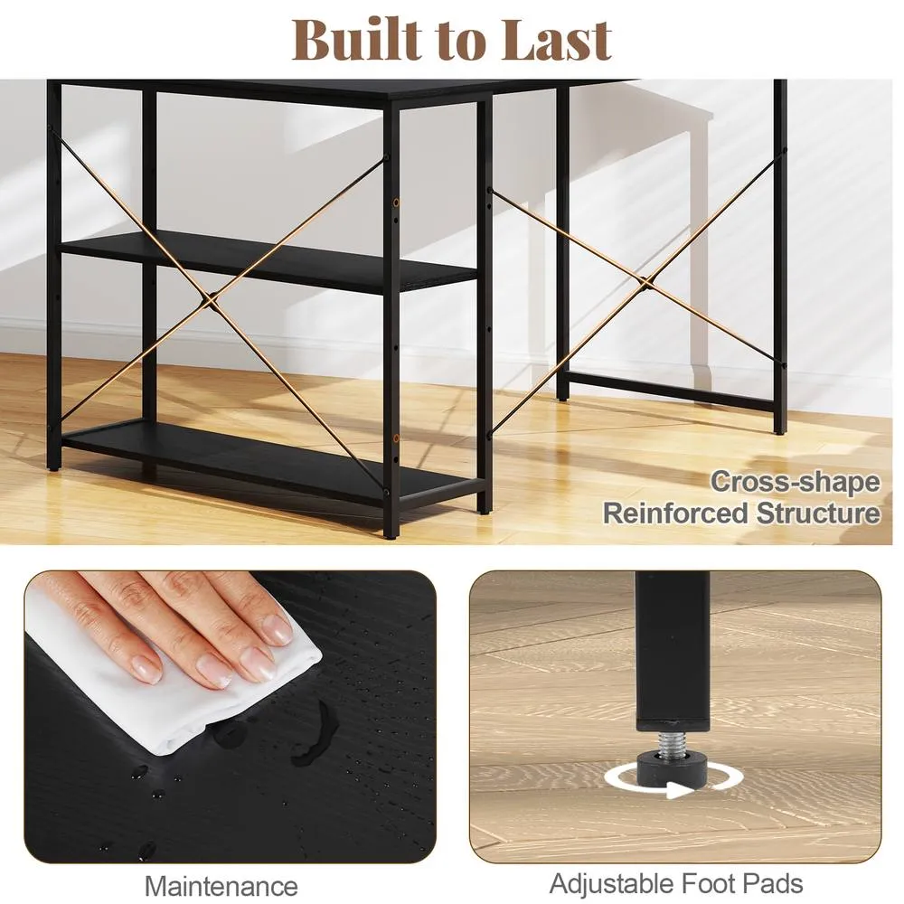 Costway Corner Computer Desk Reversible L-shaped Gaming Table in Black 5