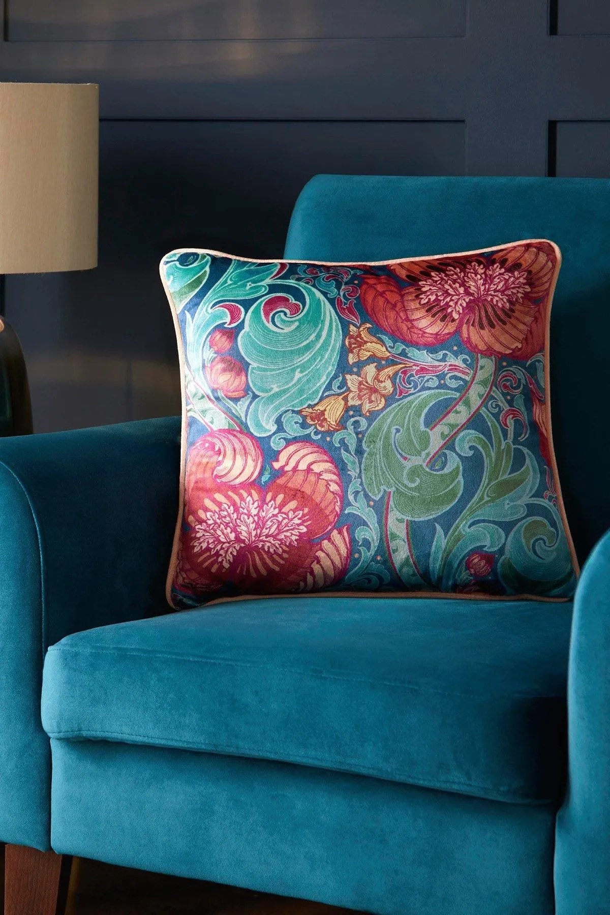 Laurence Llewelyn-Bowen 'Down the Dilly' Soft Touch Velvet Filled Cushion in Blue 2