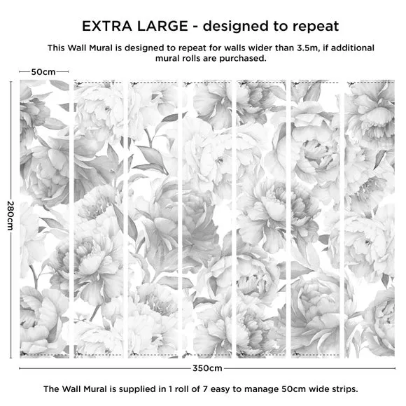 Tonal Peony Floral Wall Mural 4
