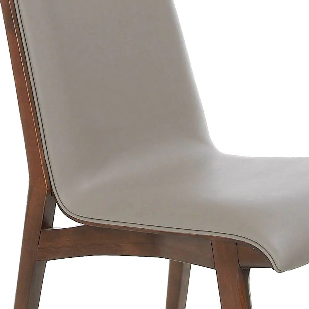 Angel Cerda Dark Mink Leatherette Dining Chair with Walnut Legs in Grey 5