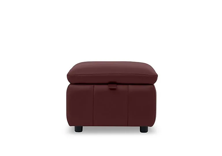 Dolomite Leather Storage Footstool - Montana Ruby