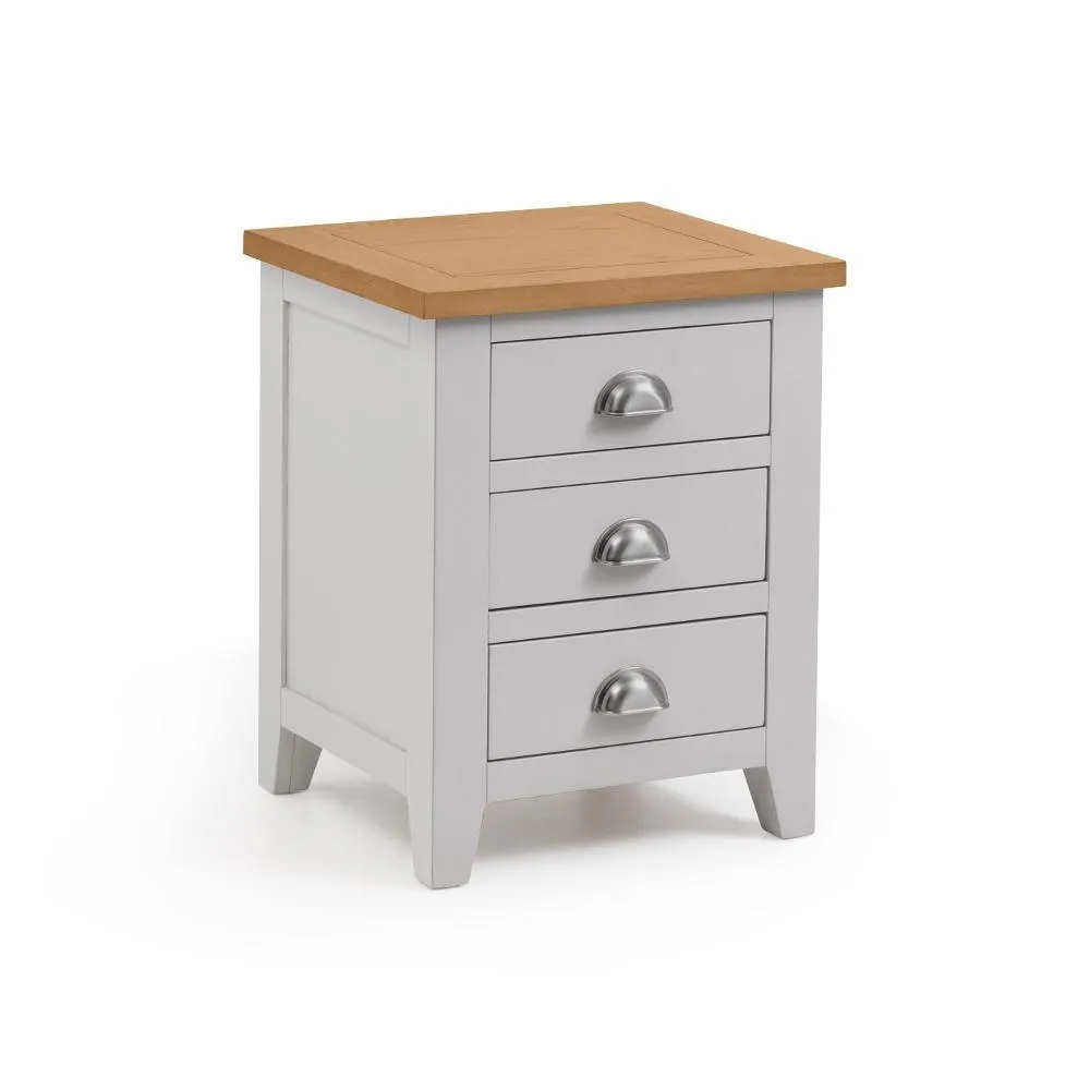 Richmond - 3 Drawer Bedside Table - Grey/Oak - Wooden - Happy Beds