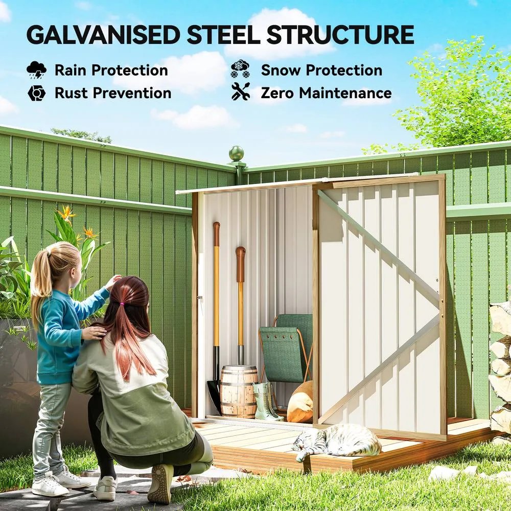 OUTSUNNY 3.3ft x 3.4ft Outdoor Storage Shed Steel Garden Shed w/ Lockable Door in Brown 4
