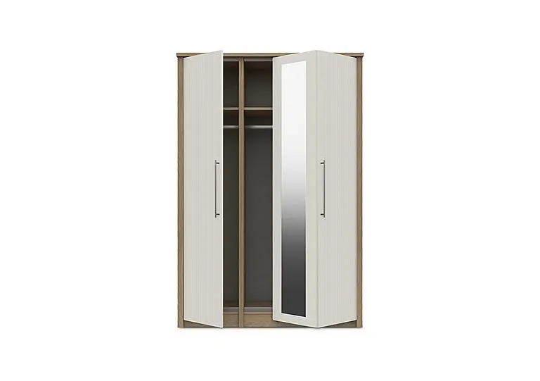 Chelsea 3 Door Bifold Wardrobe with Mirror Door and Silver Handles