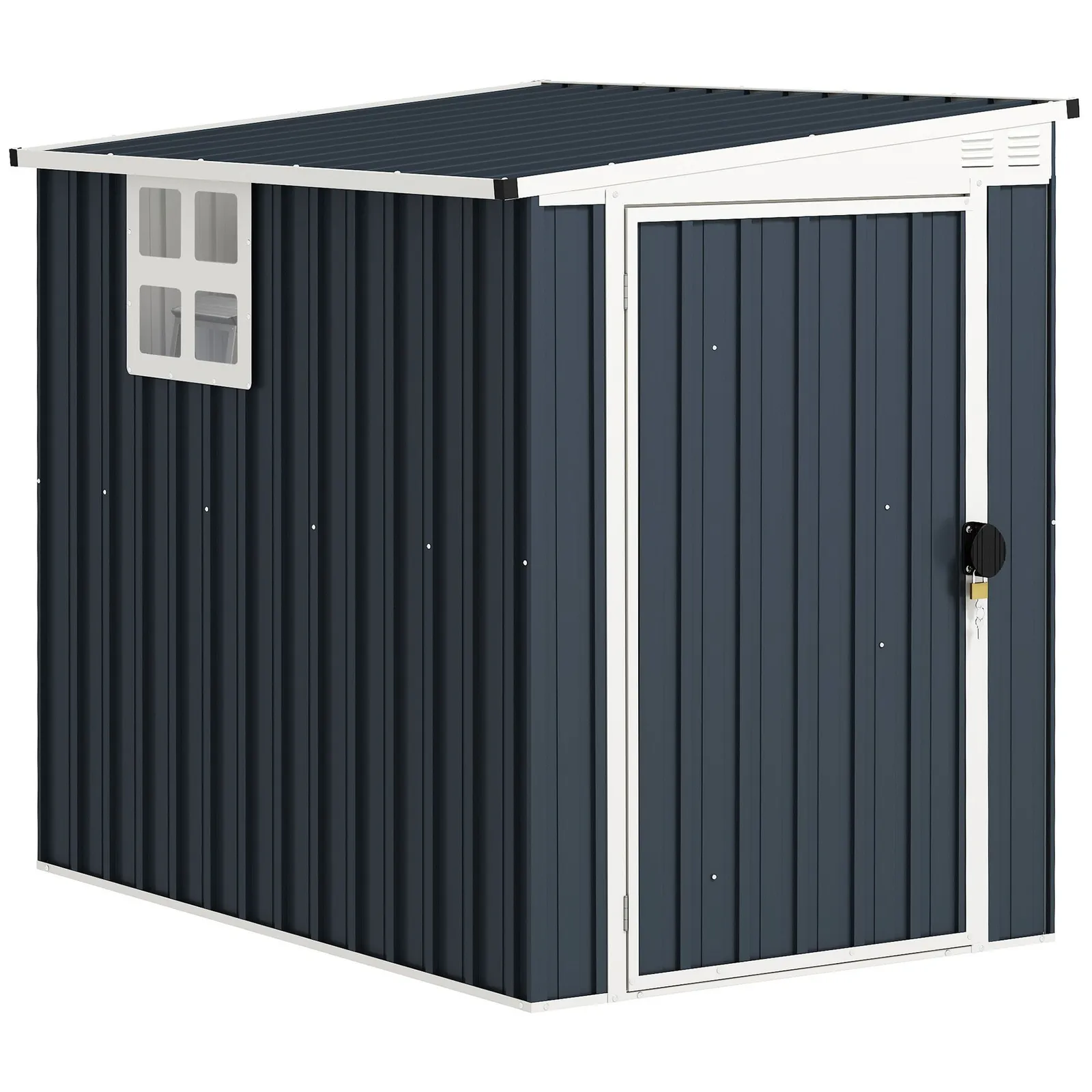 OUTSUNNY Outdoor Garden Storage Shed with Window, Dark Grey 2