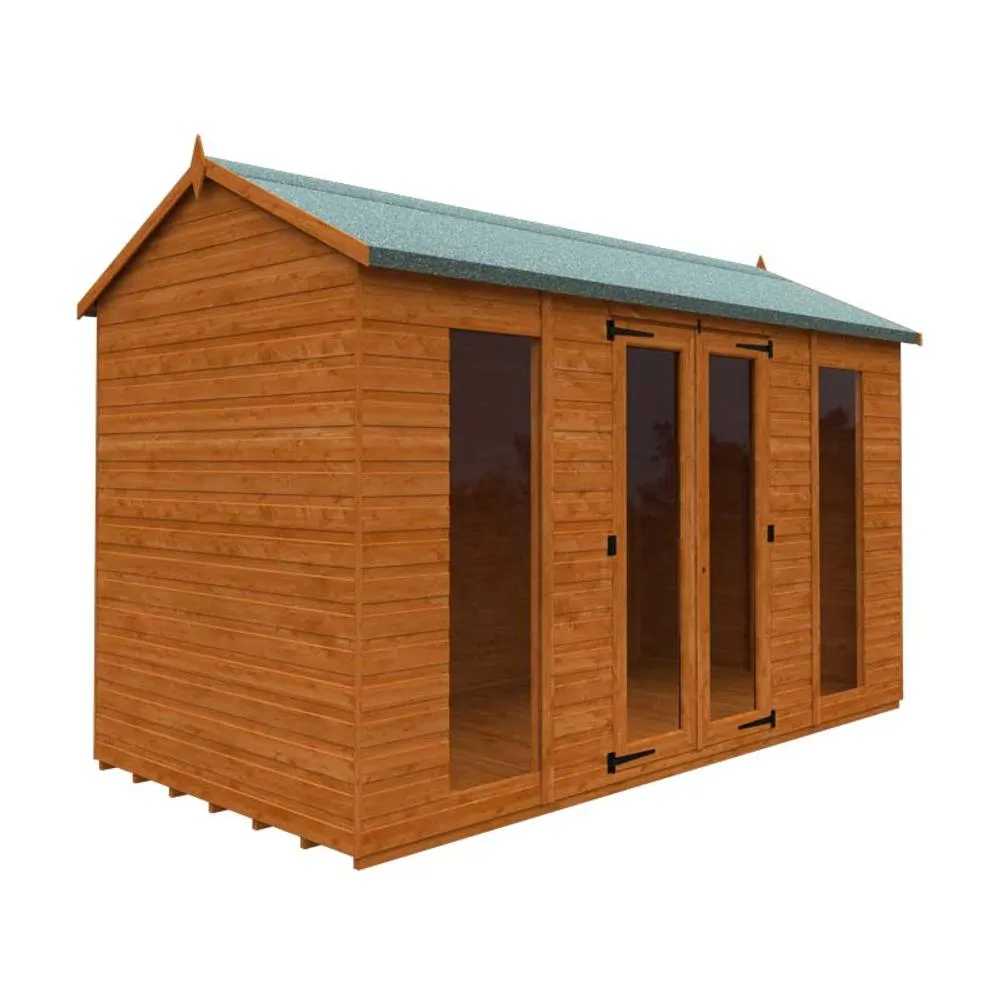 Buttercup Farm 12x6 Feet Full Pane Workman Apex 12mm Shed - Solid Wood/Softwood/Pine in Burnt Orange