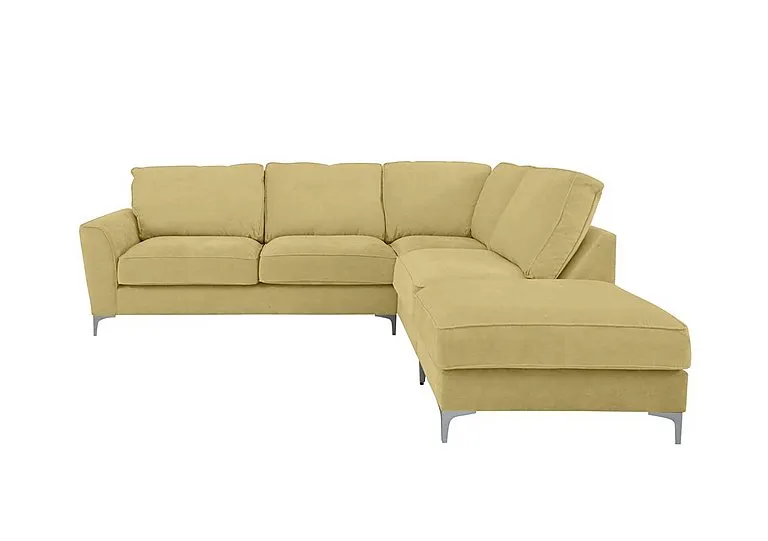 Legend Classic Back Fabric Right Hand Facing Corner Sofa with Chrome Feet - Cosmo Apple