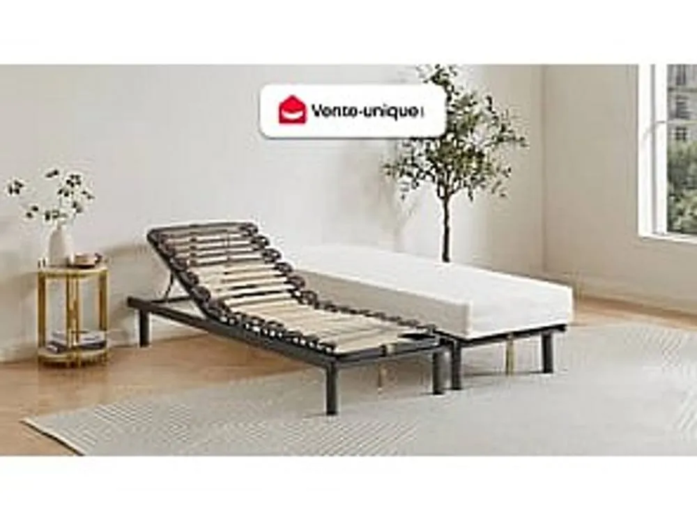 Vente-unique Adjustable Slatted Bed Base - 3 Sleeping Surfaces - 70 X 190 Cm in Grey 4