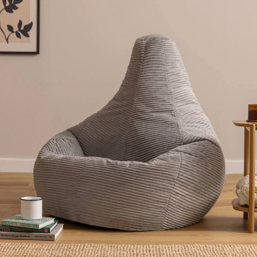 icon Dalton XL Jumbo Corduroy Bean Bag Recliner in Grey