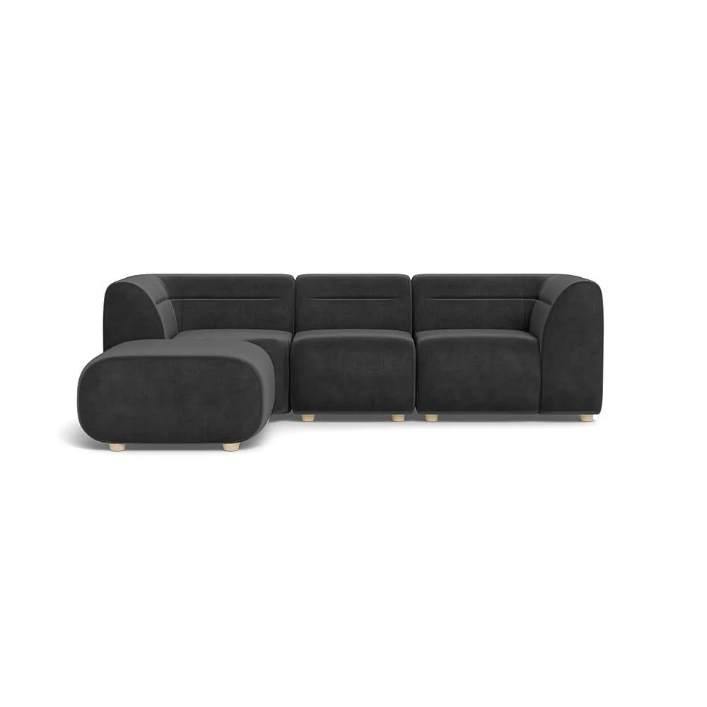 Heal's Lilli Left Hand Facing Corner Sofa Smart Luxe Velvet Nickel Natural Beech Feet 1