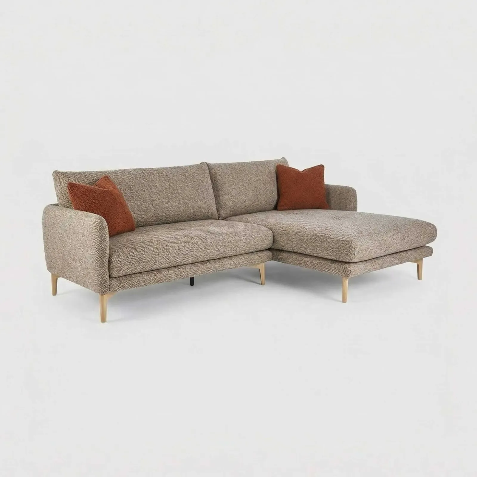 Ercol Aosta Small Chaise Right Corner Sofa, Brown Fabric | Barker & Stonehouse 1