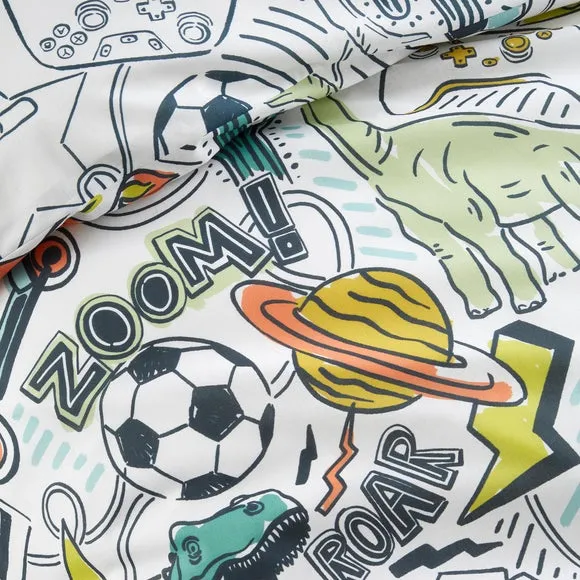 Bedlam Doodle Zoom Duvet Cover & Pillowcase Set 3