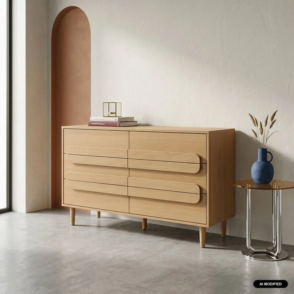 sweeek Vintage wood effect 6 drawer chest in Brown 1