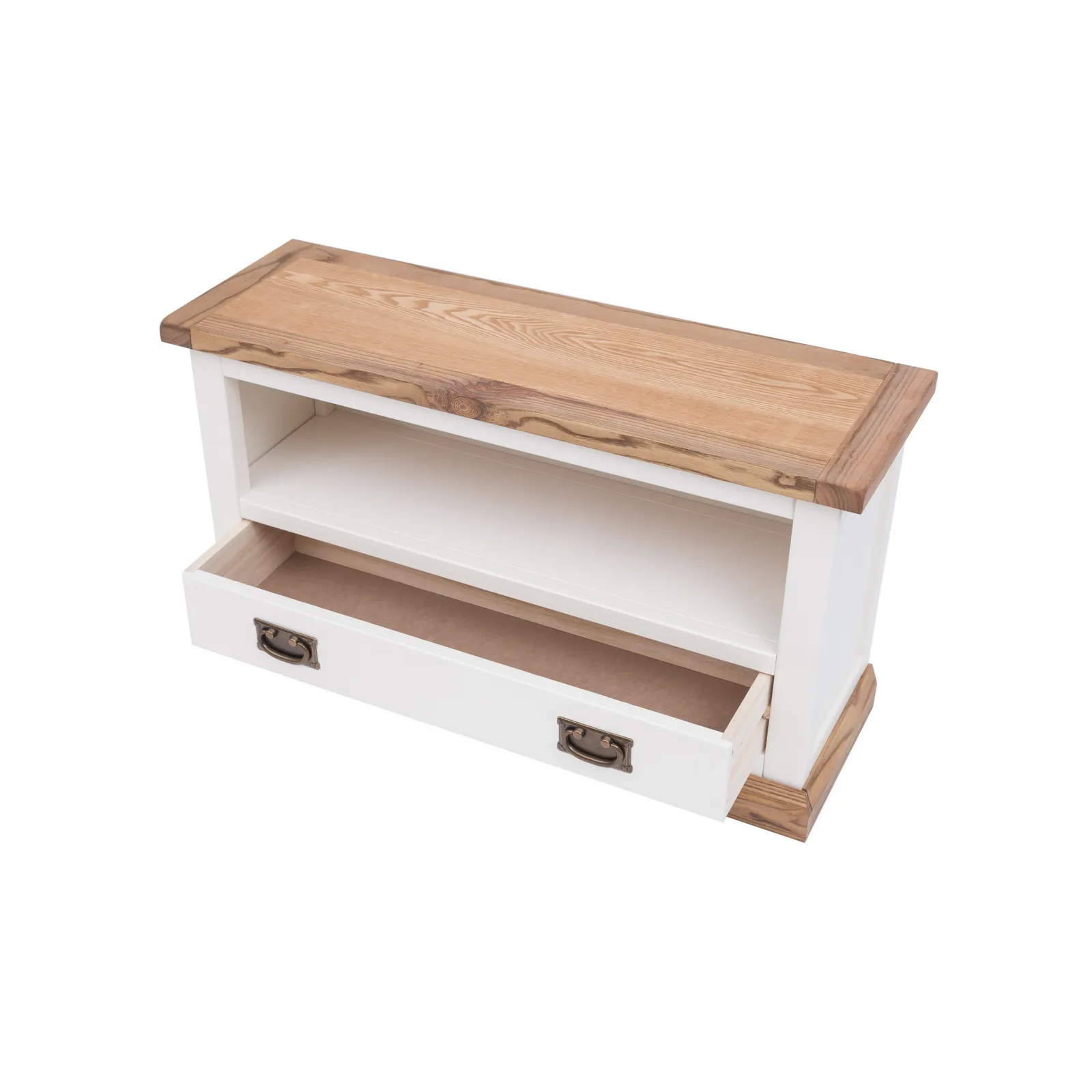 Cabinet Bits Tropea Off-White 1 Drawer TV Cabinet Brass Drop Handle 4