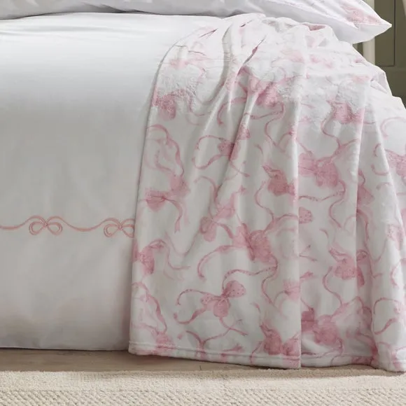 Catherine Lansfield Bow Cosy Fleece Oversized Throw Blanket 200cm x 240cm 2