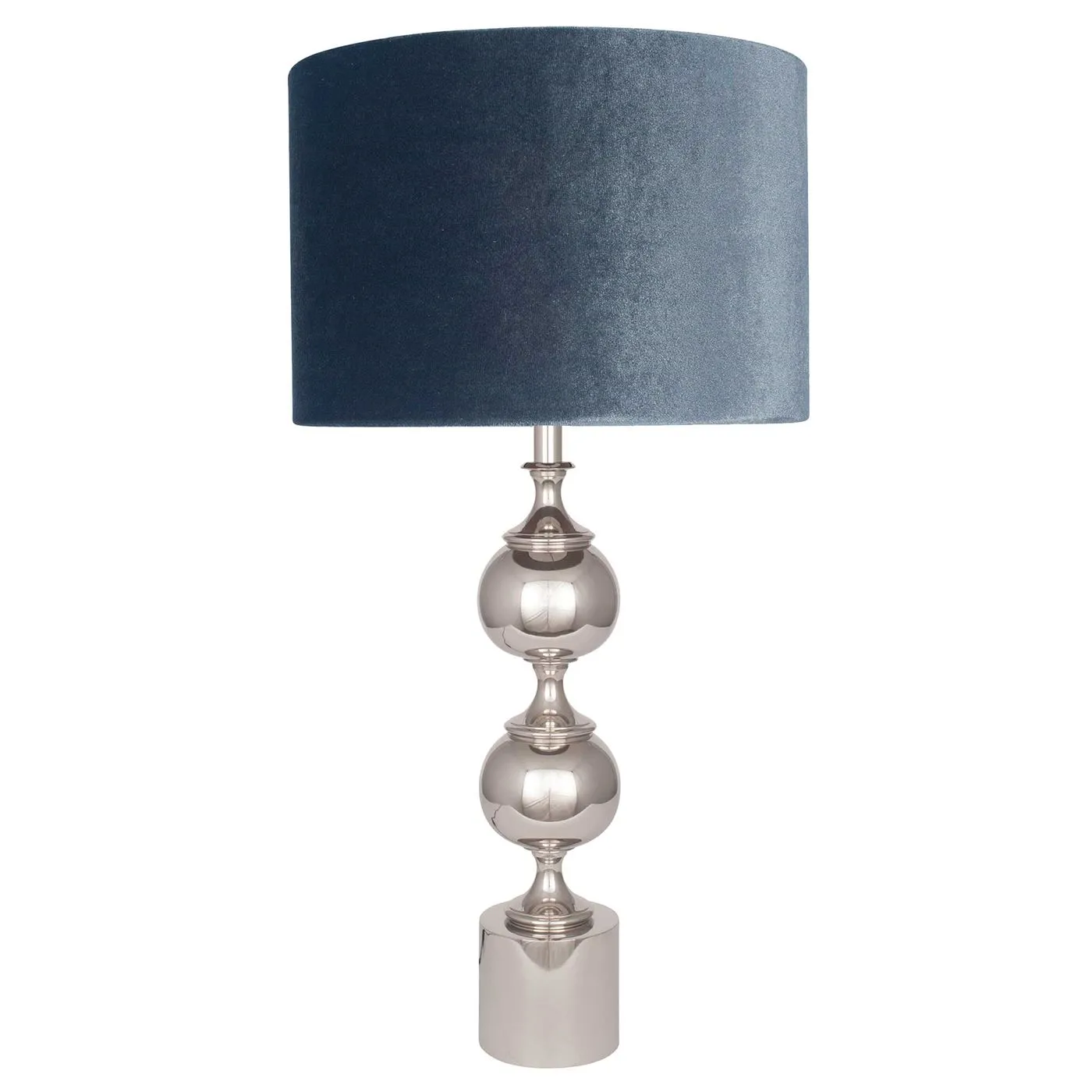 Tall Silver Aluminium Table Lamp, Slate Velvet Shade