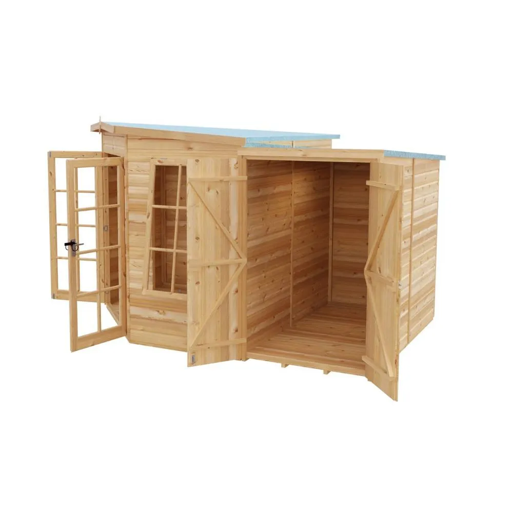 Shires Hampton 8 x 11 Feet with Side Shed - L119 x W224.8 x H190.2 cm in Light Brown 3
