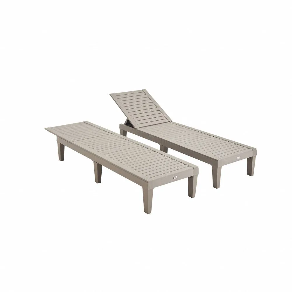 sweeek Pair of plastic sun loungers with textured wood effect in Grey 2
