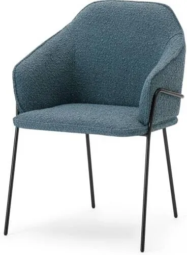 Stanley Carver Dining Chair, Dust Blue Boucle & Black