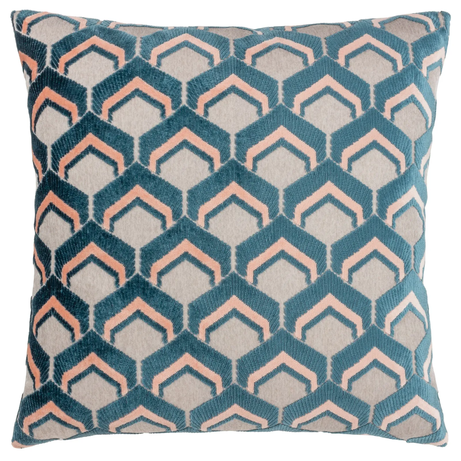 Paoletti Ledbury Geometric Velvet Cushion in Rose 2