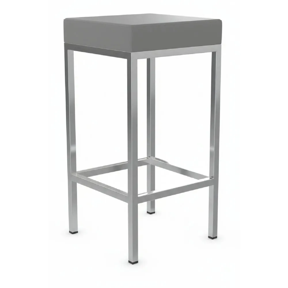 netfurniture Ernest Grey Padded Kitchen Bar Stool Chrome Frame Cube Fixed Height