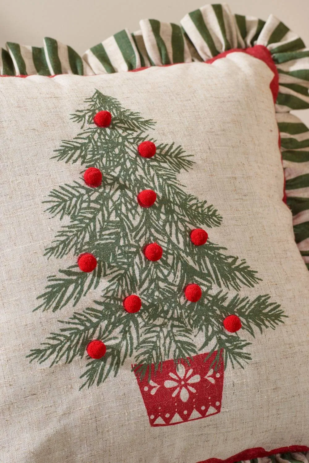 Catherine Lansfield 'Frilled Christmas Tree' Cushion in Green 2
